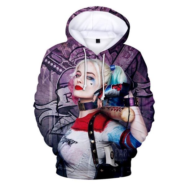 

movie joker and harley quinn 3d hoodies men/women classic jared leto and maegot robbie couples sweatshirt casual, Black