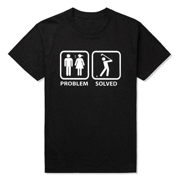 

golf problem solved funny t shirt for men plus size short sleeve cotton black o neck tees shirt, White;black