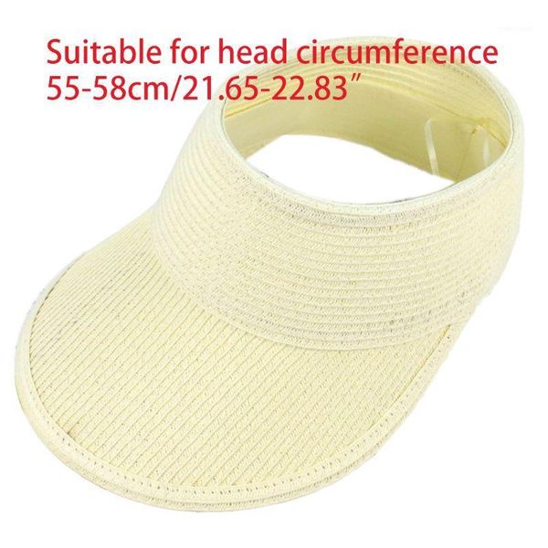 

women sunscreen empty cap solid color straw wide brim uv protection sun hat m7dd1, Blue;gray