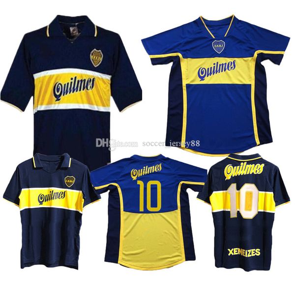 

97 98 boca junior retro soccer jerseys maradona vintage veron caniggia 1997 1998 maglia classic 2000 2001 kits football shirts, Black;yellow