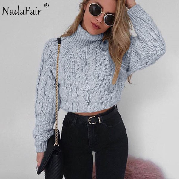 

nadafair casual turtleneck sweater twist crop knitted oversized sweater women pullovers winter jumper knitwear pull femme c1120, White;black