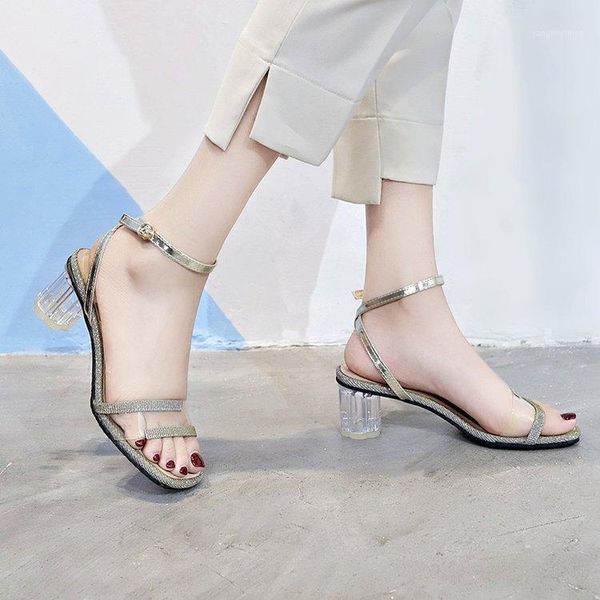 

with thick with high summer sandals female word cingulate crystal fairy girl transparent color matching shoes1, Black