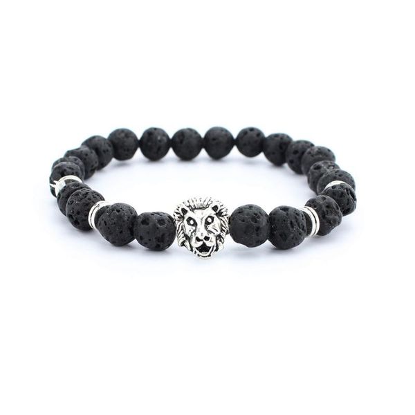 

wholesale buddha leo lion head bracelet black lava stone beaded bracelets for men women friend gift yoga bracelets bbykhd