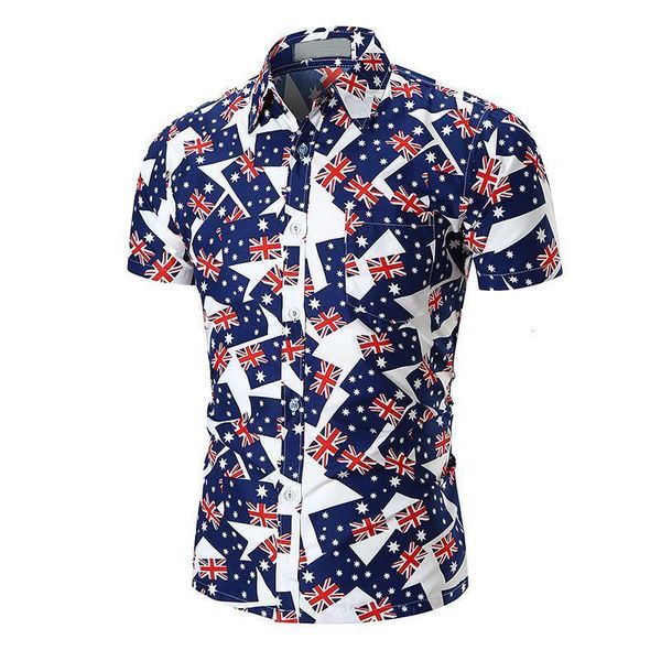 

beach shirt male clothing casual fashion short sleeve shirt men flag print blouse men camiseta masculina, White;black