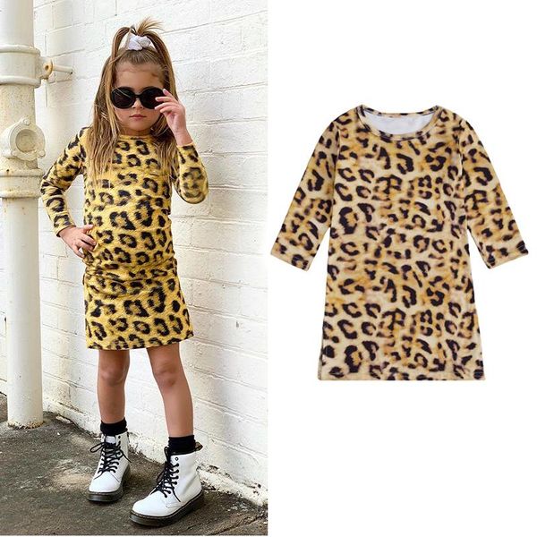 

toddler girl spring dress 2021 fashion clothes leopard baby girls casual clothes 6m-5y little girls straight dresses, Red;yellow