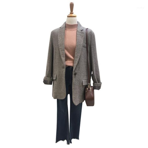 

women blazers autumn and winter new korean fashion fashionable woolen suit woman long-sleeved coat woman1, White;black