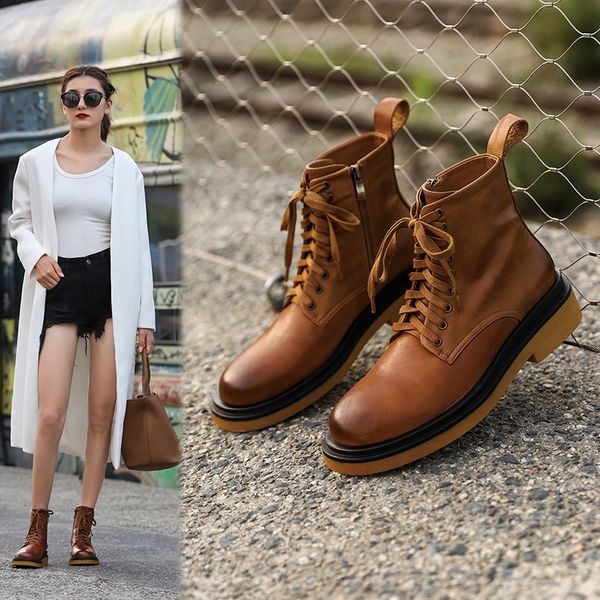 

2021 women's shoes plus size warm winter british vintage short 3-color boots 4yxs, Black