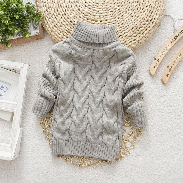 

grey winter childrens thick solid color knit bottoming turtleneck pullover sweater height14 size, Black;white