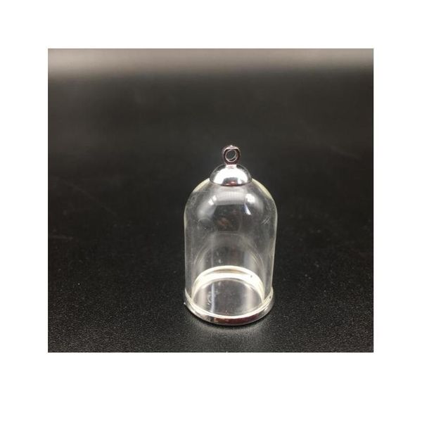 

10set 25*18mm hollow tube glass jar with silver setting tray beads cap set glass vials pendant craft display jewelry sqcbdz, Black