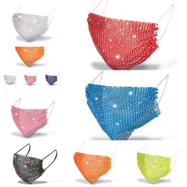 

masks bling diamond washable fashion bar rhinestones reusable fishing net face mask ing