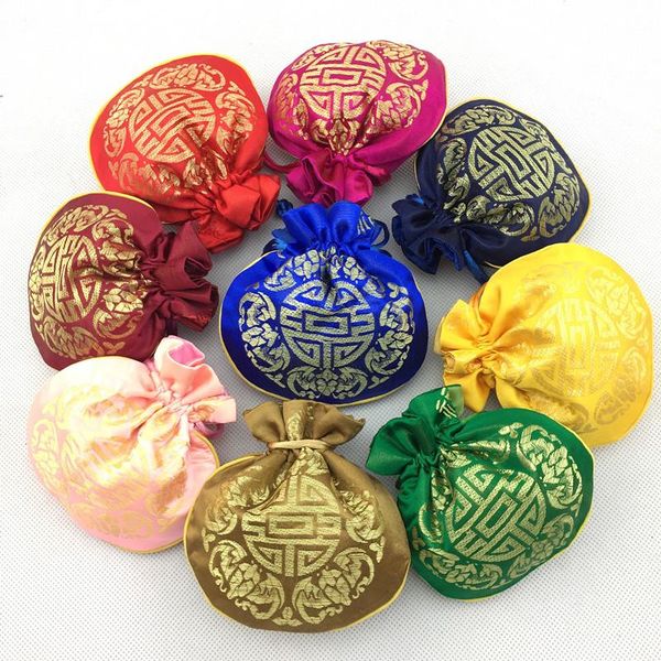 

gift wrap 4x4 inch lucky small wedding party favor bags drawstring candy christmas pouches chinese silk satin jewelry packaging