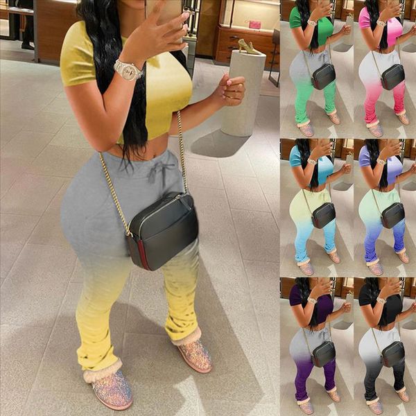 

2021 женские топы 2 шт. установить joggers эластичная высокая талия степенные леггинсы летние осень сплит сплит подол flare ruched ffuls, Gray