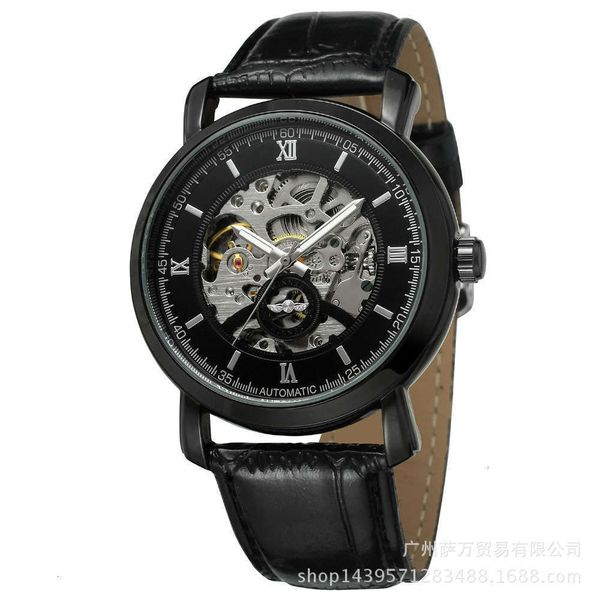 

watch men's winner mechanical watch automatic business leisure belt with hollow backdsm2, Slivery;brown