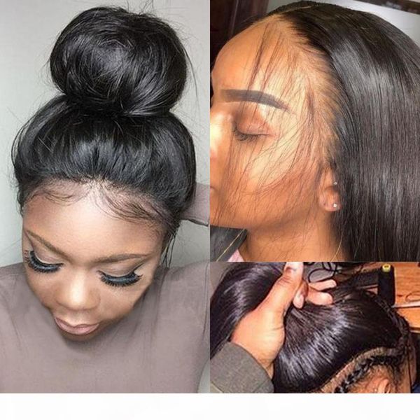 

360 lace frontal wig body wave lace frontal human hair wigs brazilian 360 lace wig pre plucked with baby hair remy, Black;brown
