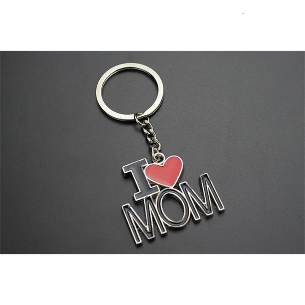 

love mom i ring papa key chain mother's and father's day gift for parents, Silver