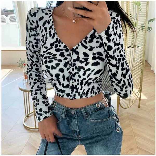 

women's fashion leopard v-neck yoga long sleeve running breathable quick drying cardigan t-shirt elastic fitness training top, White;red