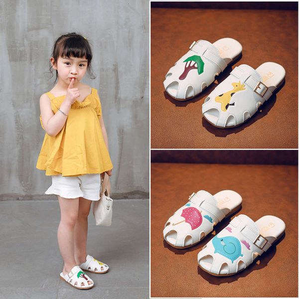 

wear summer new home 2020 girls' slippers half korean leisure children's sandals, Black;red