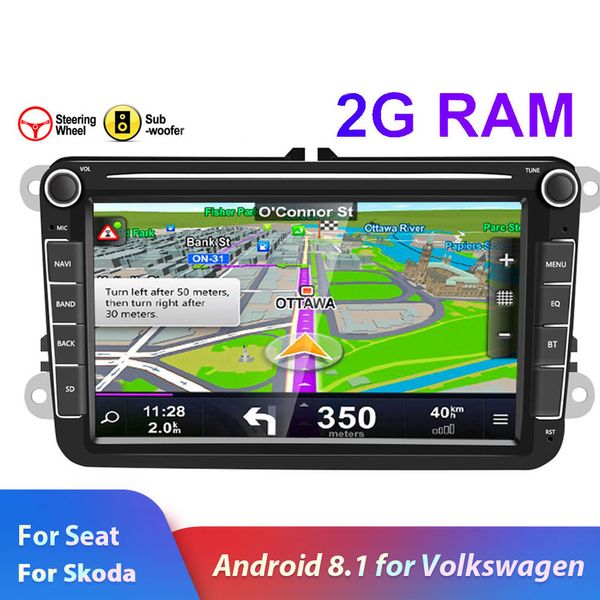 2din Car Radio Android 8.1 для VW / Volkswagen / Golf / Polo / Passat / B7 / B6 / Seat / Leon / Skoda 8 