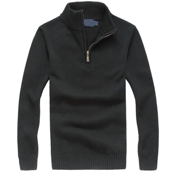 

brand new classic embroidery pony zipper solid color men's autumn and winter zipper sweater size -3xl men's designer sweater zipp, White;black