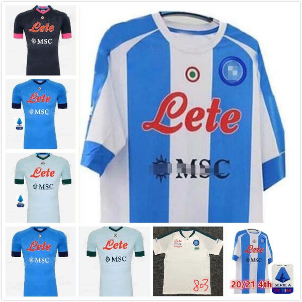 

2020 21 soccer jerseys calcio maradona koulibaly osimhen insigne mertens h.lozano maillots men kids kits football shirts pants, Black;yellow