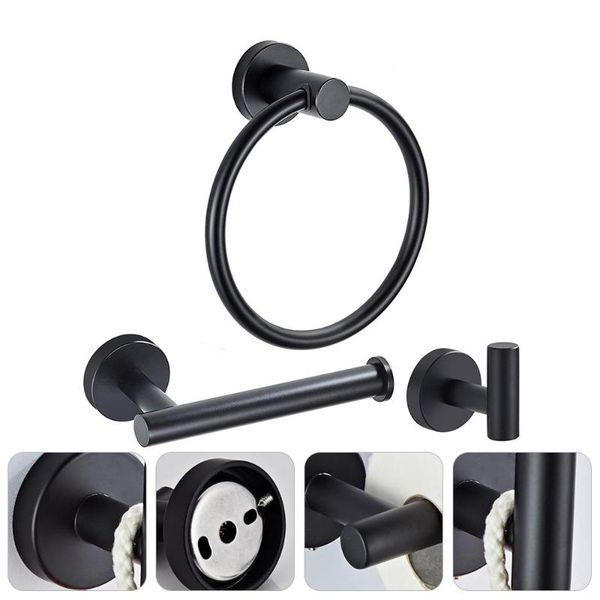 

3pcs bathroom towel ring paper towel storage rack hanging rod supplies