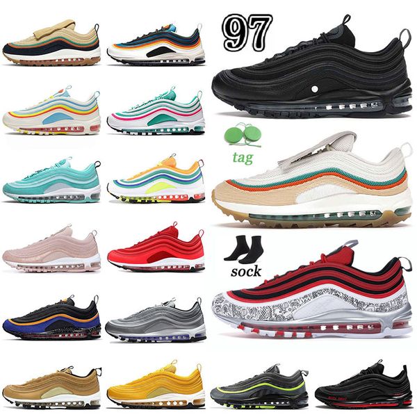 

authentic 97 97s original designer mens running shoes womens jayson tatum barely rose grey light thisle green triple black metallic gold sli, White;red