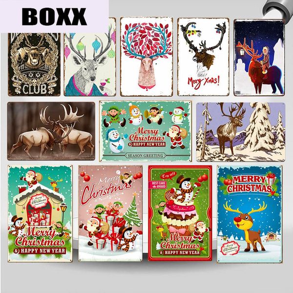 

merry christmas plaque vintage metal tin signs reindeer sweet poster bar cafe garden decorative plates wall art home decor