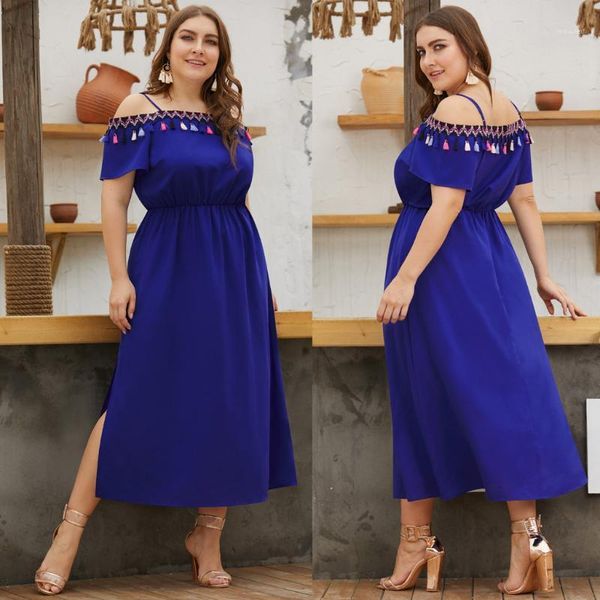 

fashion women tassel strap long dress sundress plus size dress casual summer beach evening party vestidos de fiesta1, Black;gray