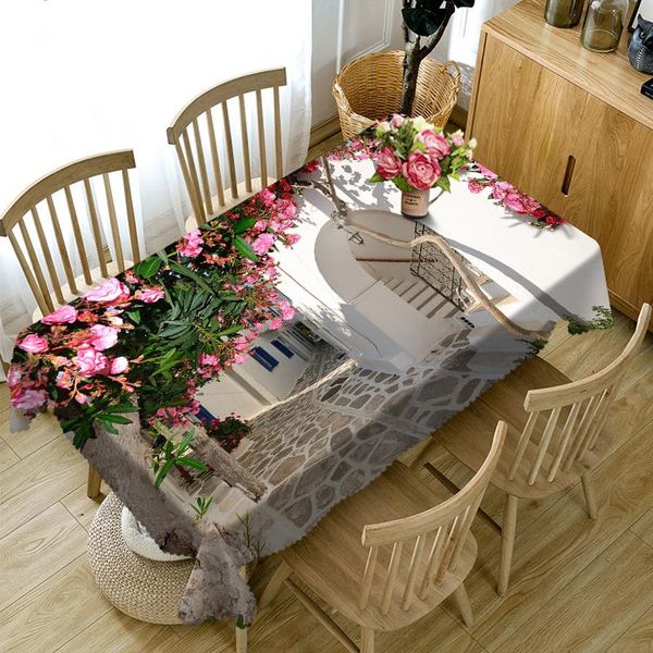 

3d flower house datecloth красивый аллея узор водонепроницаемый сгущает прямоугольный и круглый стол для свадьбы sqcgia