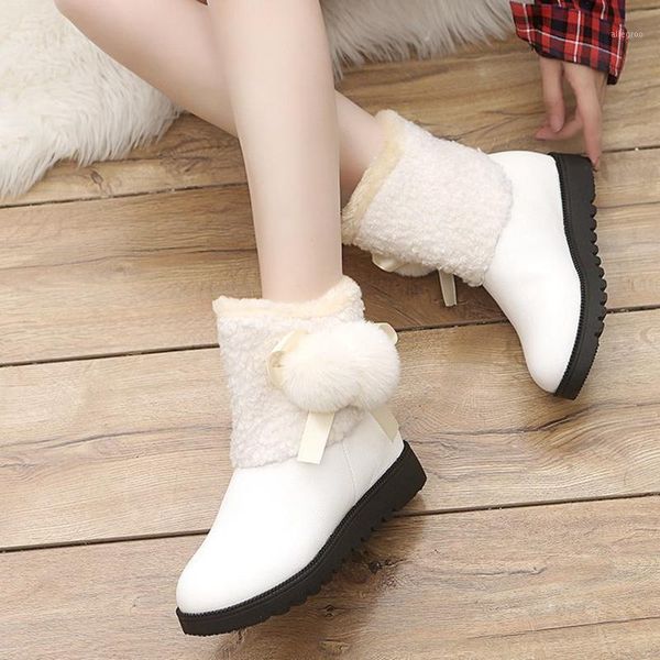 

boots women's sneakers fur warm plush winter shoes women flat heels ankle snow woman comfort casual boots1, Black