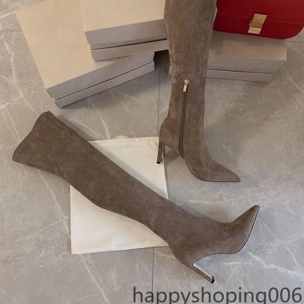 

2020 jc new pointy high-heeled boots with leather outsole suede, Black