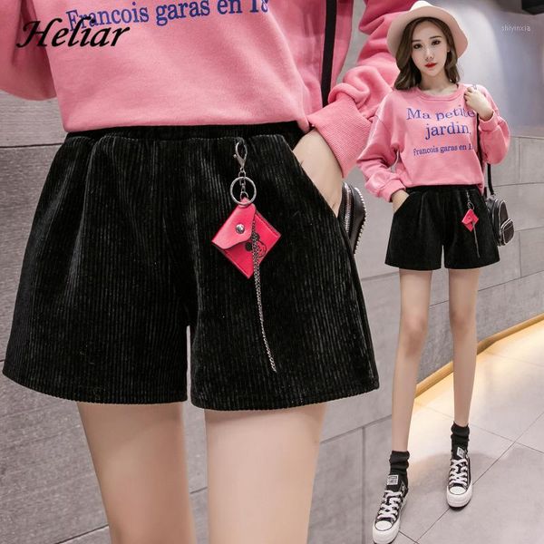 

women wide leg corduroy shorts women high waist black short with pendant wide leg shorts for 2020 spring1, White;black
