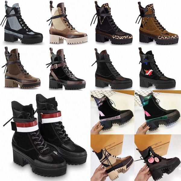 

2021 world tour desert boot women boots platform spaceship ankle boots 5cm heel flamingos medal martin heavy duty soles 36-42 45sm#, Black