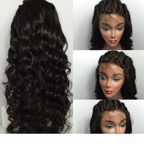 

7a glueless full lace human hair wigs for black woman brazilian human hair deep body wave wigs lace front wigs with baby hair, Black;brown