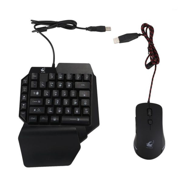 

ziyou lang k15 wired one-handed keyboard chick keycap version and v6 wired rgb led backlight usb ergonomic gaming mouse set1