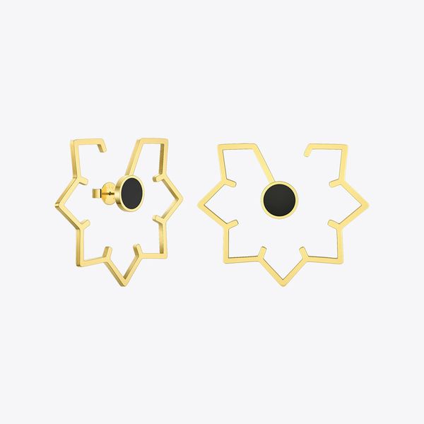 

enfashion maple leaf geometric stud earrings for women gold color stainless steel metal earings big ear studs jewelry eb191029 220211, Golden;silver