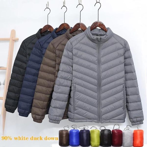 

men's down & parkas ultra light 90% white duck thin jackets man windproof warm parka men casual winter coat for waterproof, Black