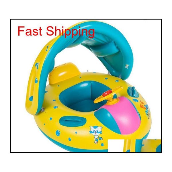 

safety baby infant swimming ring inflatable baby swim pool toy seat boat ring swim pool sunshade baby swim seat float boat with lkdqj