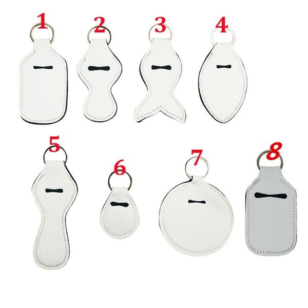 

sublimation blank neoprene hand sanitizer bottle holder diy plain white key ring lipstick holders cases key bag keychains toys 2021 h12507
