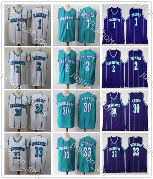 

mens vintage dell 30 curry retro bogues 1 muggsy alonzo 33 mourning larry 2 johnson basketball jerseys stitched shirts, Black;red