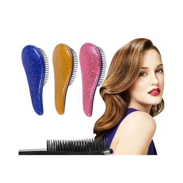 

1pcs hair brush magic detangling handle show er anti-static comb salon styling tamer tool for women massager detang bbywpy, Silver