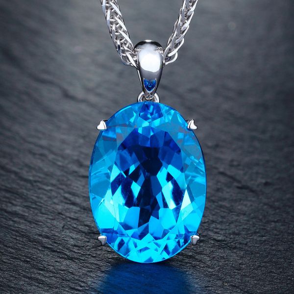 

рейн топаз кулон sapphire ожерелье, Silver