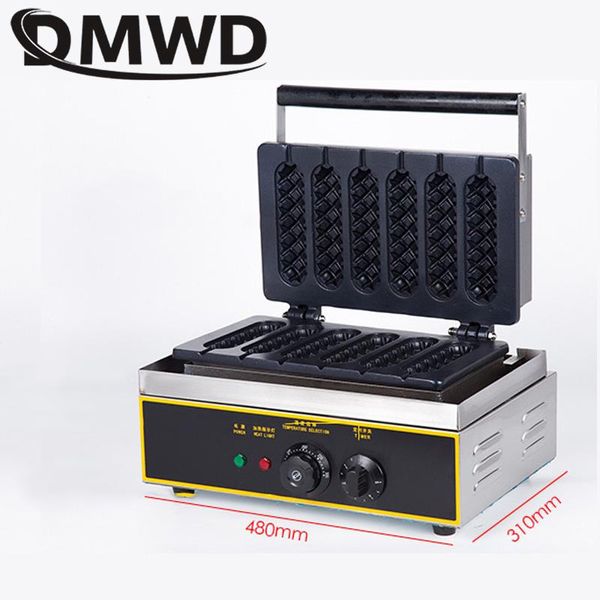 

commercial electric crispy french dog lolly stick 6pcs corn waffle sausage machine non-stick baking pan eu us plug 110v 220v