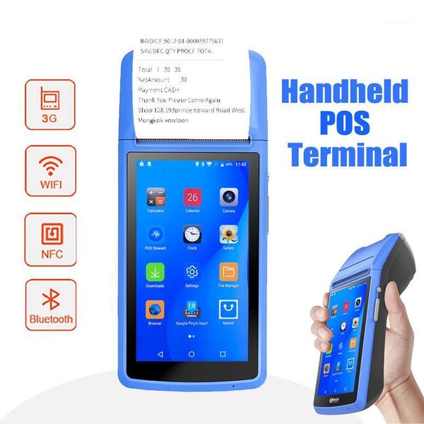 Stampanti PDA Android portatile Terminale portatile NFC Lettore di codici a barre per ricevute Bluetooth Wifi 3G Fotocamera touch screen con caricatore Dock1