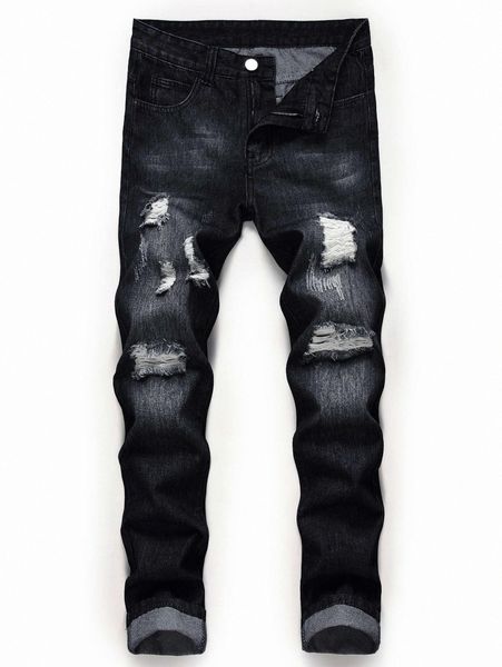 

men ripped zipper fly jeans v7xd#, Blue