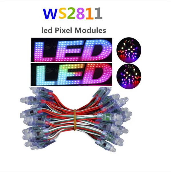 

50pcs 12mm ws2811 full color led pixel light module dc 5v ip68 waterproof rgb color 2811 1903 ic digital led christmas light