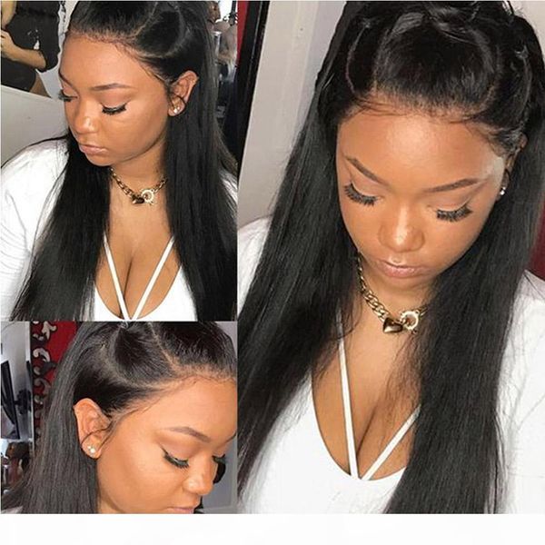 

brazilian 360 lace frontal human hair wigs for women remy straight human hair wigs with baby hair natural hairline beaudiva, Black;brown