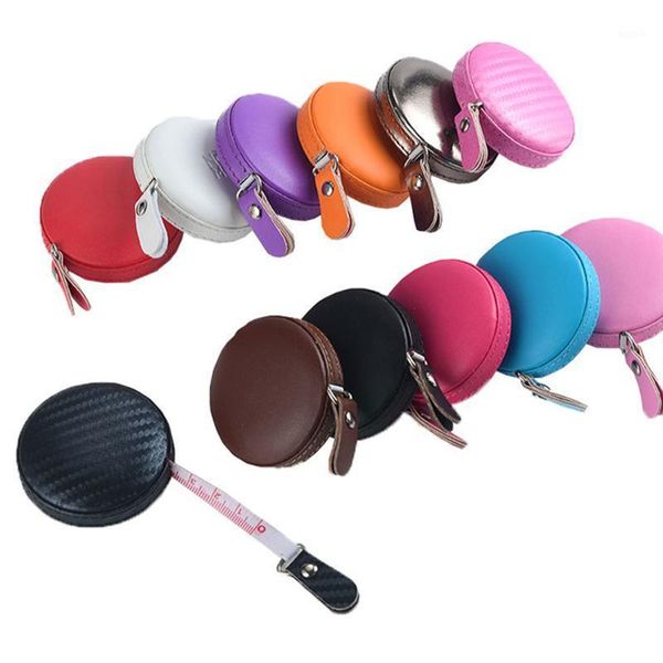 

1m soft and retractable measuring tape measure pu leather case body measurement tailor sewing craft cloth dieting measuring tape1, Black