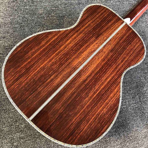 

custom solid spruce acoustic electric guitar rosewood back side all abalone binding ebony fingerboard accept customized logo