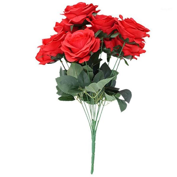 

artificial rose flower bouquet simulation bridal bouquet silk fake rose home decoration1